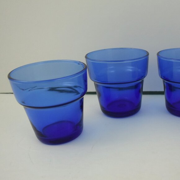 4 Anchor Hocking Cobalt Blue "Planter Pot" Tealight/Votive Holders - Picture 2 of 9